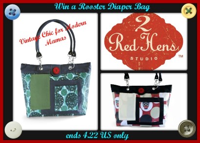 2 red hens rooster diaper bag