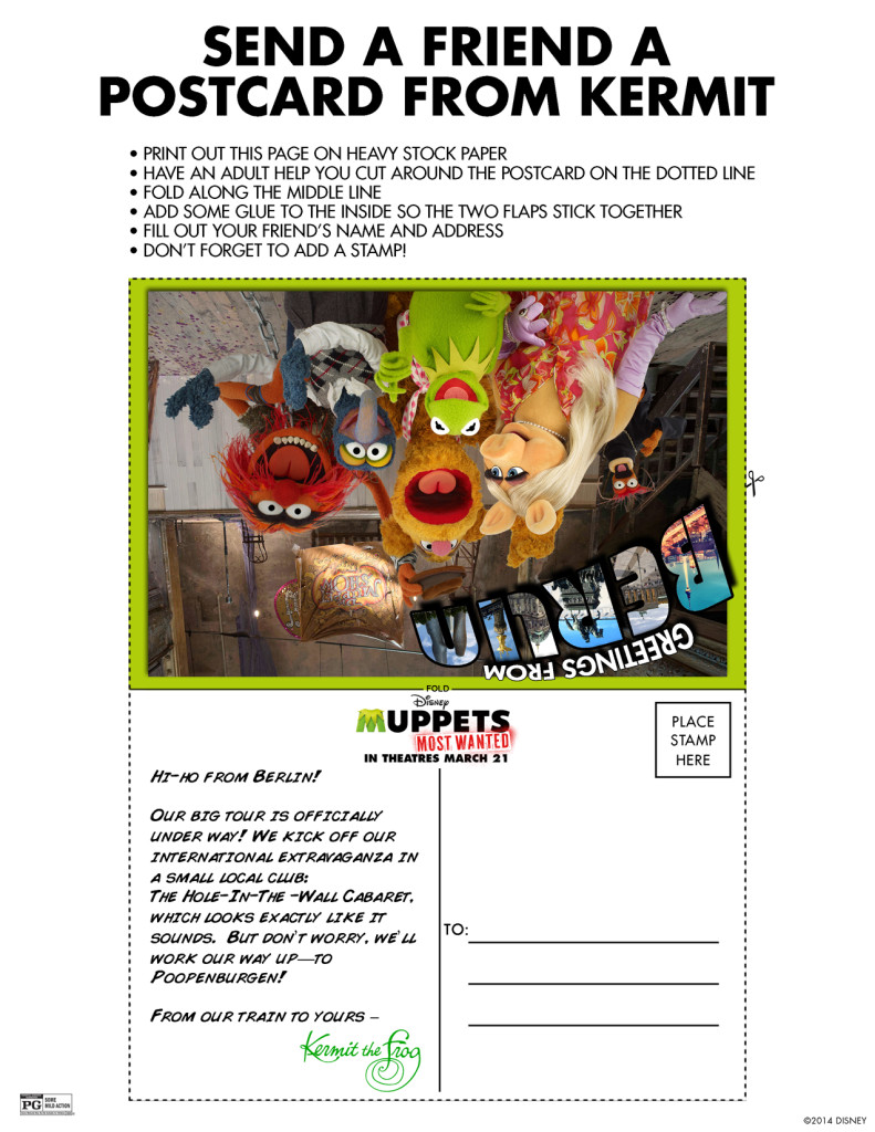 Muppets Most Wanted Postcard from Kermit