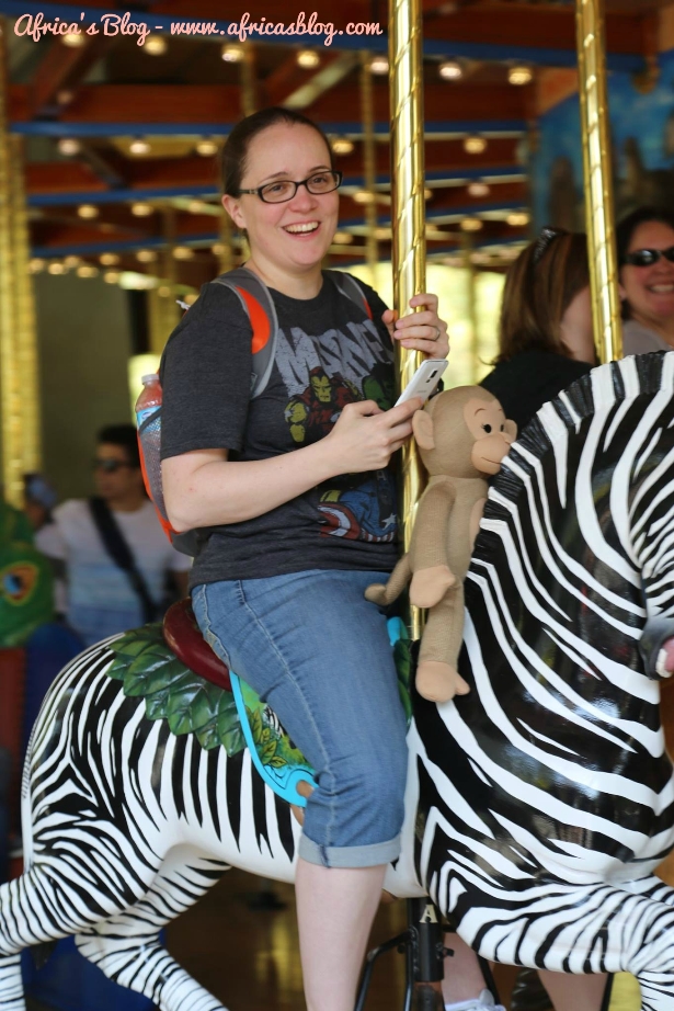 Riding a carousel LA Zoo