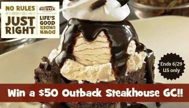Outback Steakhouse Gift Card Giveaway - ends June 29, 2015