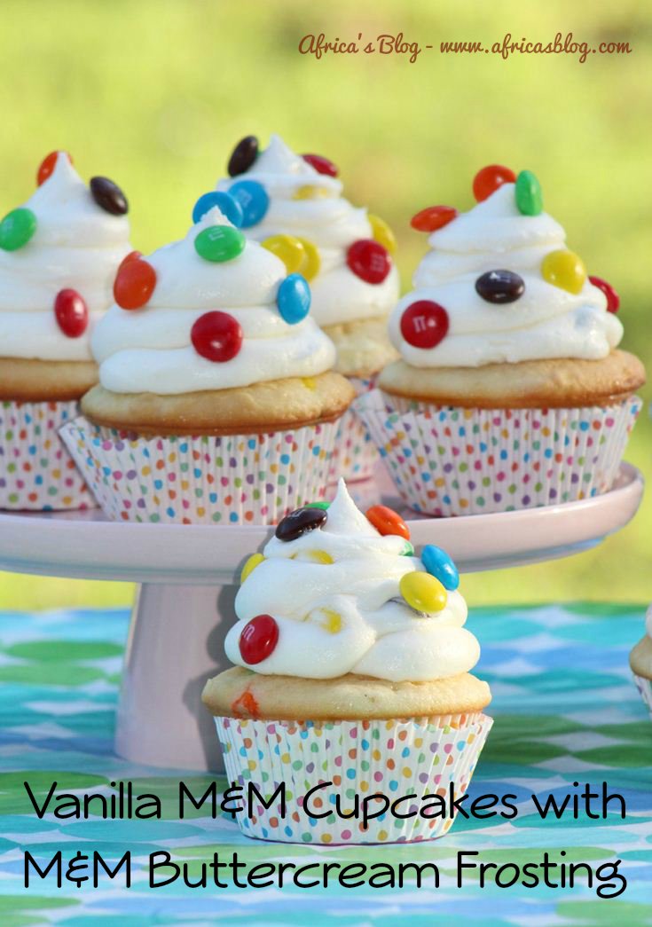 Vanilla M&M Cupcakes with M&M Buttercream Frosting Recipe