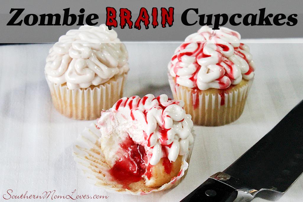 Zombie brain cupcakes recipe #12daysof Halloween Recipes & Crafts