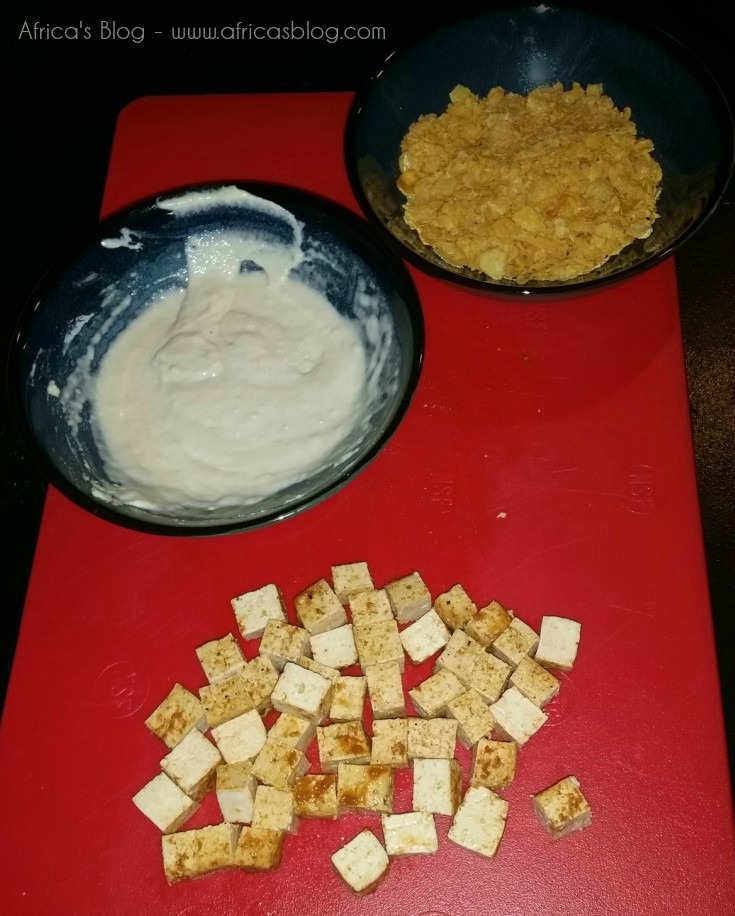 Vegan Chipotle Tofu Nuggets preparation 