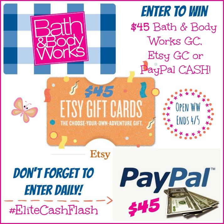 Win a $45 Etsy, Bath & Body Works OR PayPal Cash! #Giveaway