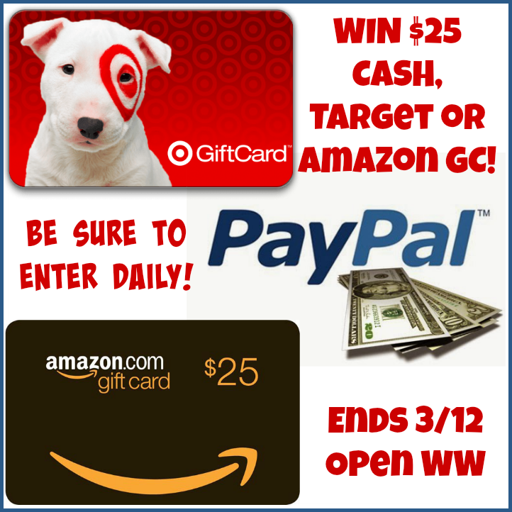 Enter to WIN a $25 Target, Amazon GC & PayPal Cash