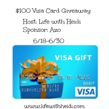 $100 Visa Gift Card Giveaway sponsored by Azo products 