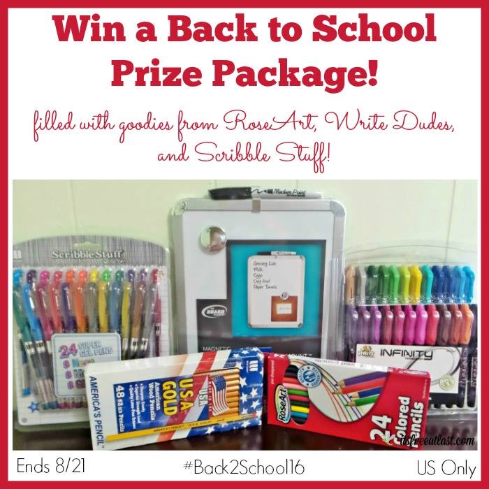 Back to School Prize Package with supplies from RoseArt, Write Dudes, and Scribble Stuff!