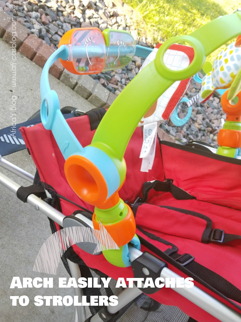 Tiny Love Spin 'N' Kick Discovery Arch easily attaches to stroller