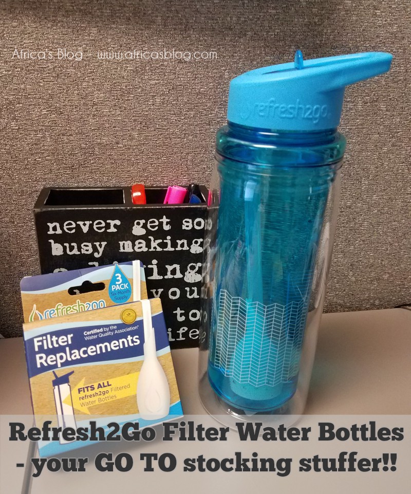 Refresh2Go Filter Water Bottles - your GO TO stocking stuffer!! #2016HGG 20oz Chill Double Wall Filtered Bottle