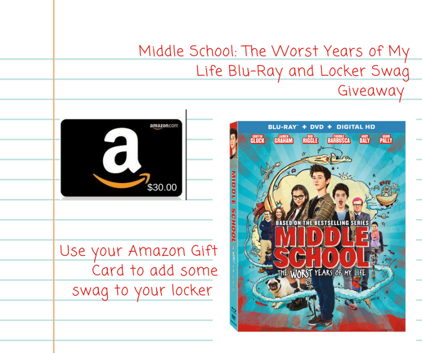 $30 Amazon Gift Card & Middle School The Worst Years of My Life DVD #Giveaway!!