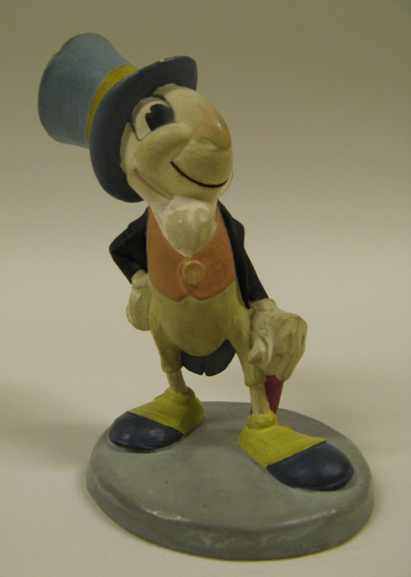 Disney Studio Artist, Jiminy Cricket character model; plaster, metal alloy, and paint; collection of the Walt Disney Family Foundation, Jiminy Cricket -¬ Disney