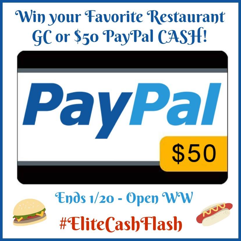 $50 PayPal/Restaurant Gift Card Giveaway!! World Wide (ends 1/20)