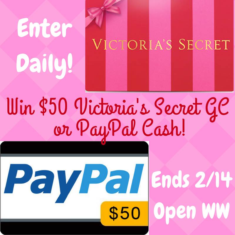 $50 Victoria's Secret Gift Card OR $50 PayPal Cash #Giveaway!! Open WW (ends 2/14)