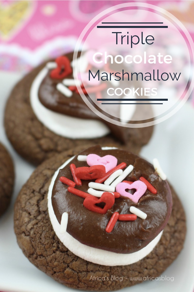 Triple Chocolate Marshmallow Cookies - Perfect Valentine's Day Treat!! #Recipe