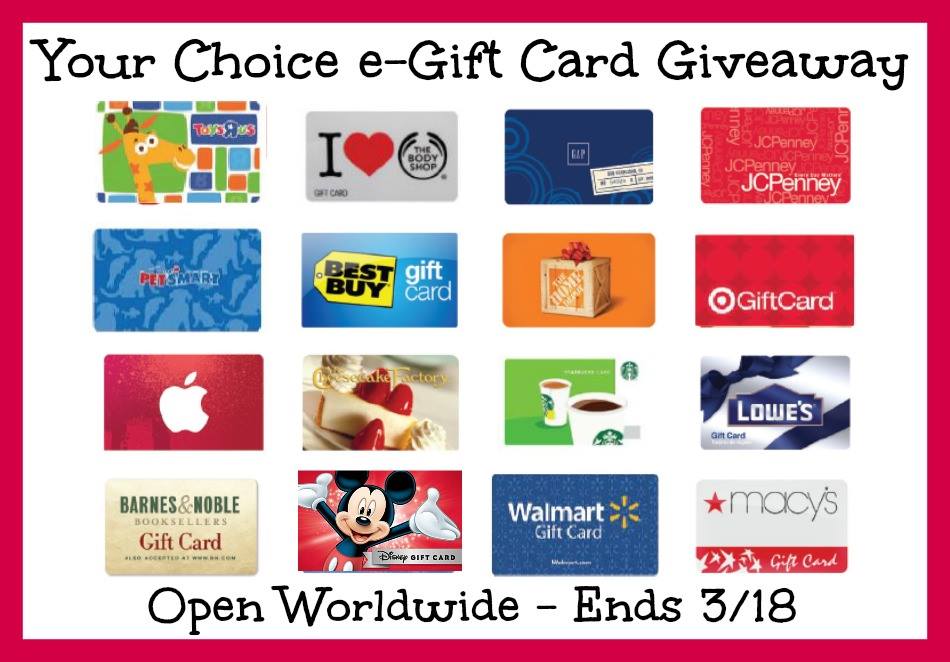 $50 Gift Card Giveaway - Winners Choice!! Open World Wide!! (ends 3/18)