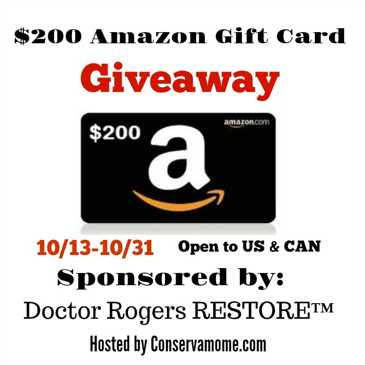 Doctor Roger's RESTORE $200 Amazon Gift Card Giveaway!! (ends 10/31)