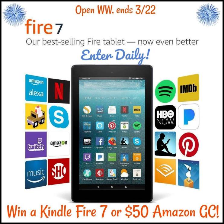 Kindle Fire 7 Equipped with Alexa Giveaway! World Wide (ends 3/22)