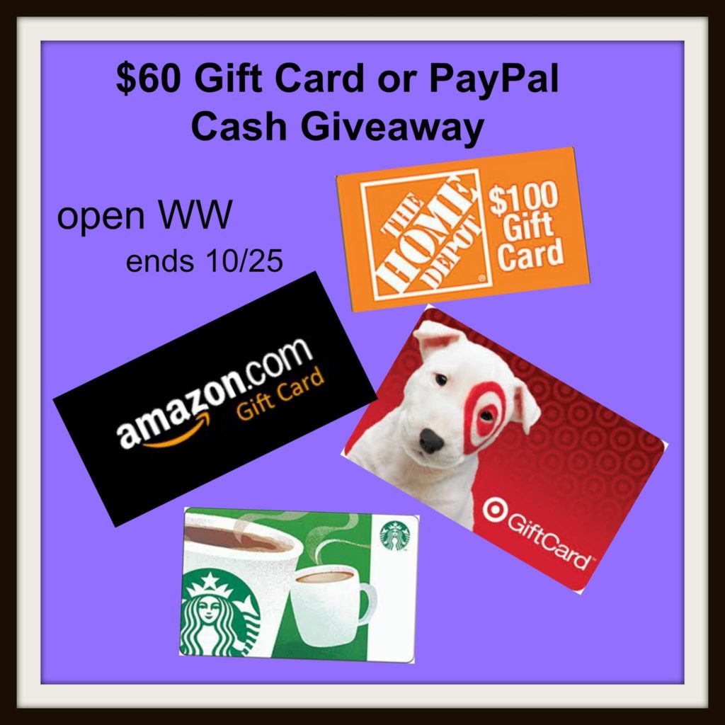 Enter to WIN $60 Cash or Gift Card! Giveaway Open World Wide! (ends 10/25)