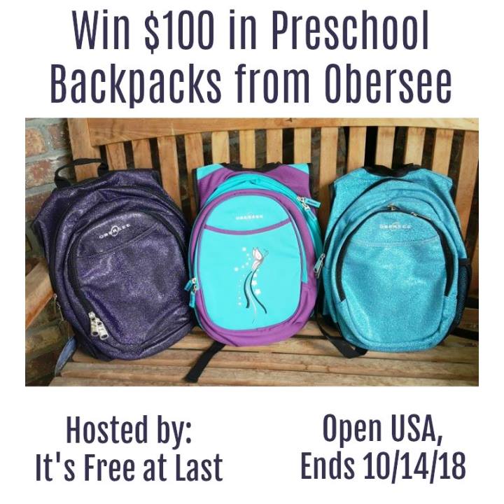 Win $100 in Preschool Backpacks from Obersee (winners choice)! (ends 10/14)