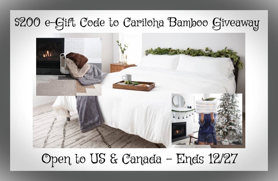 Cariloha Bamboo ~ $200 Gift Card Giveaway! (ends 12/27)