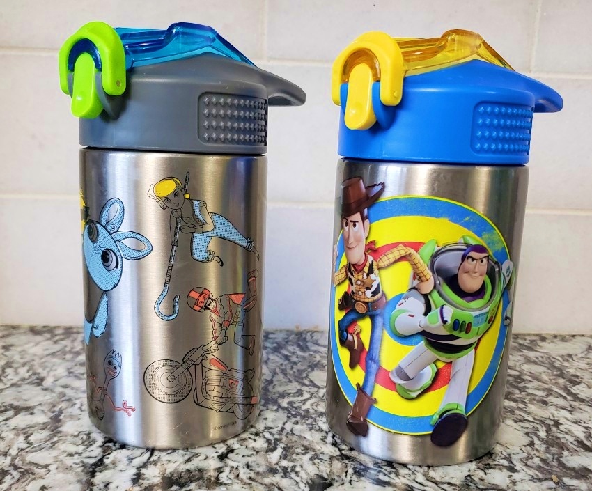 Disney Pixar Toy Story Stainless Steel Water Bottle with Built-In Straw
