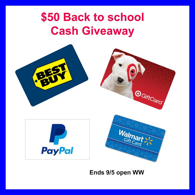 Back to School $50 Cash Giveaway! Open WW (ends 9/5)
